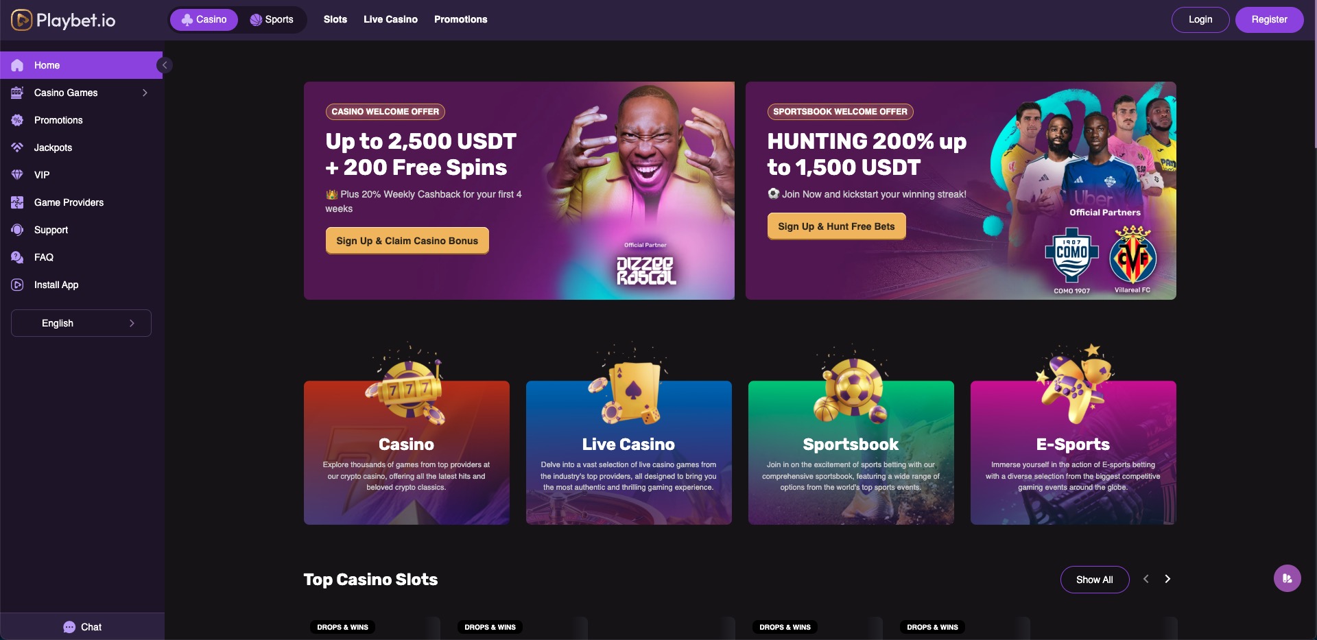 Playbet.io Website